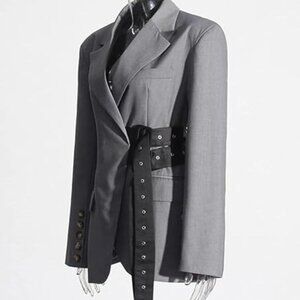 NEW Asymmetric Belted Buckle Jacket